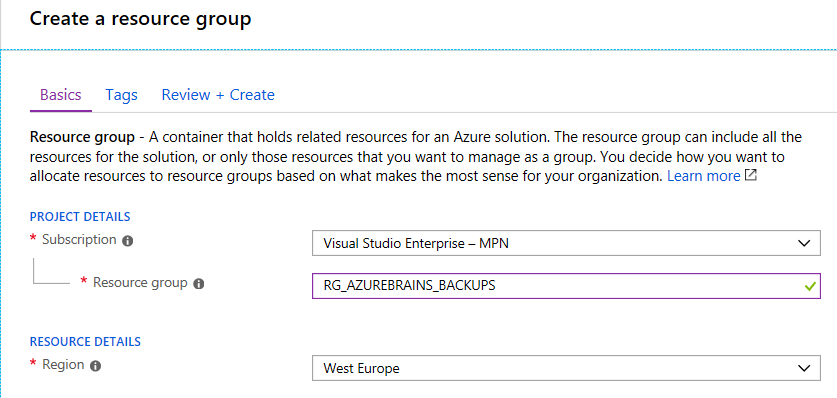 Create a resource group